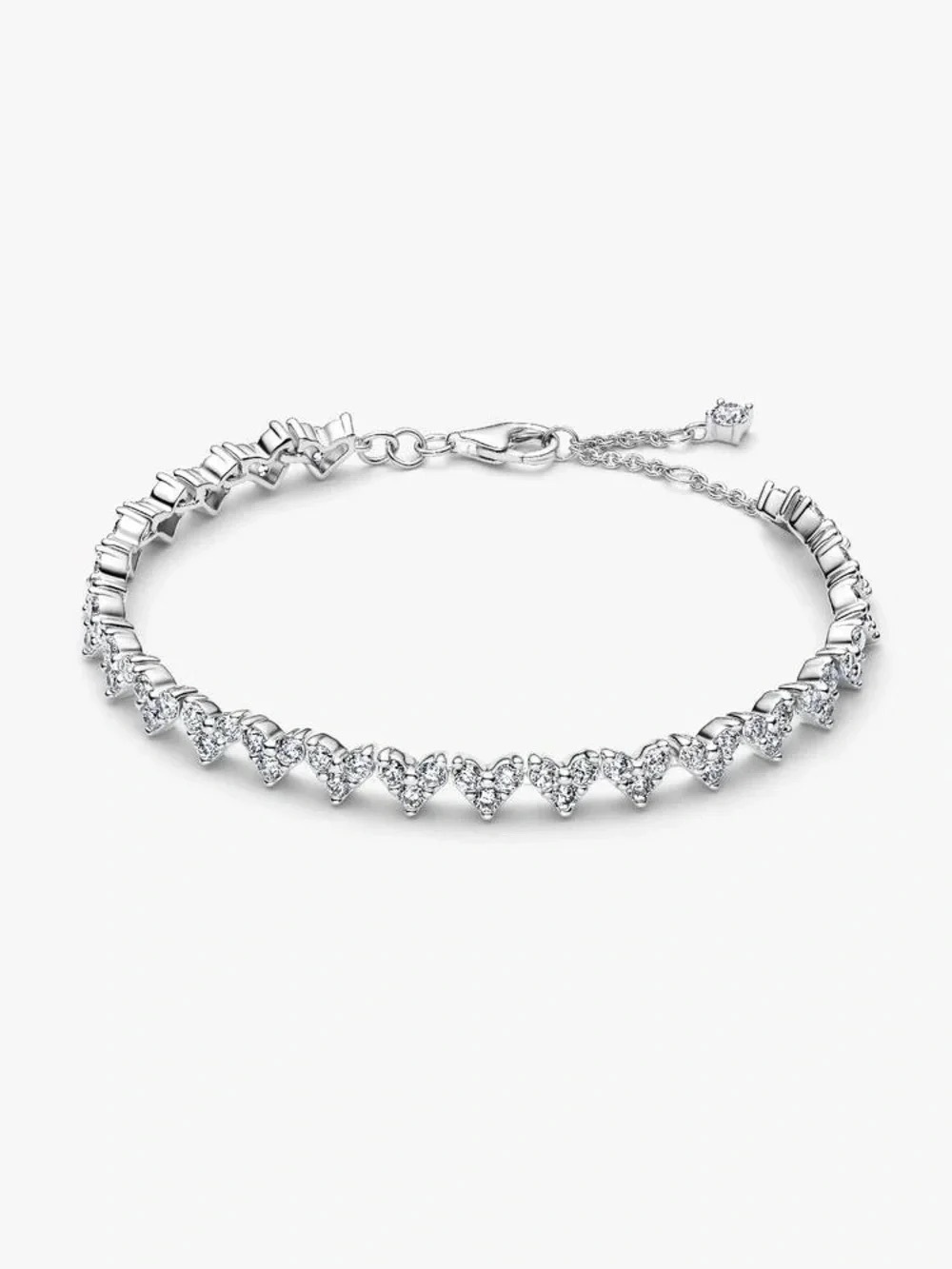 Pandora Silver Heart CZ Tennis Bracelet